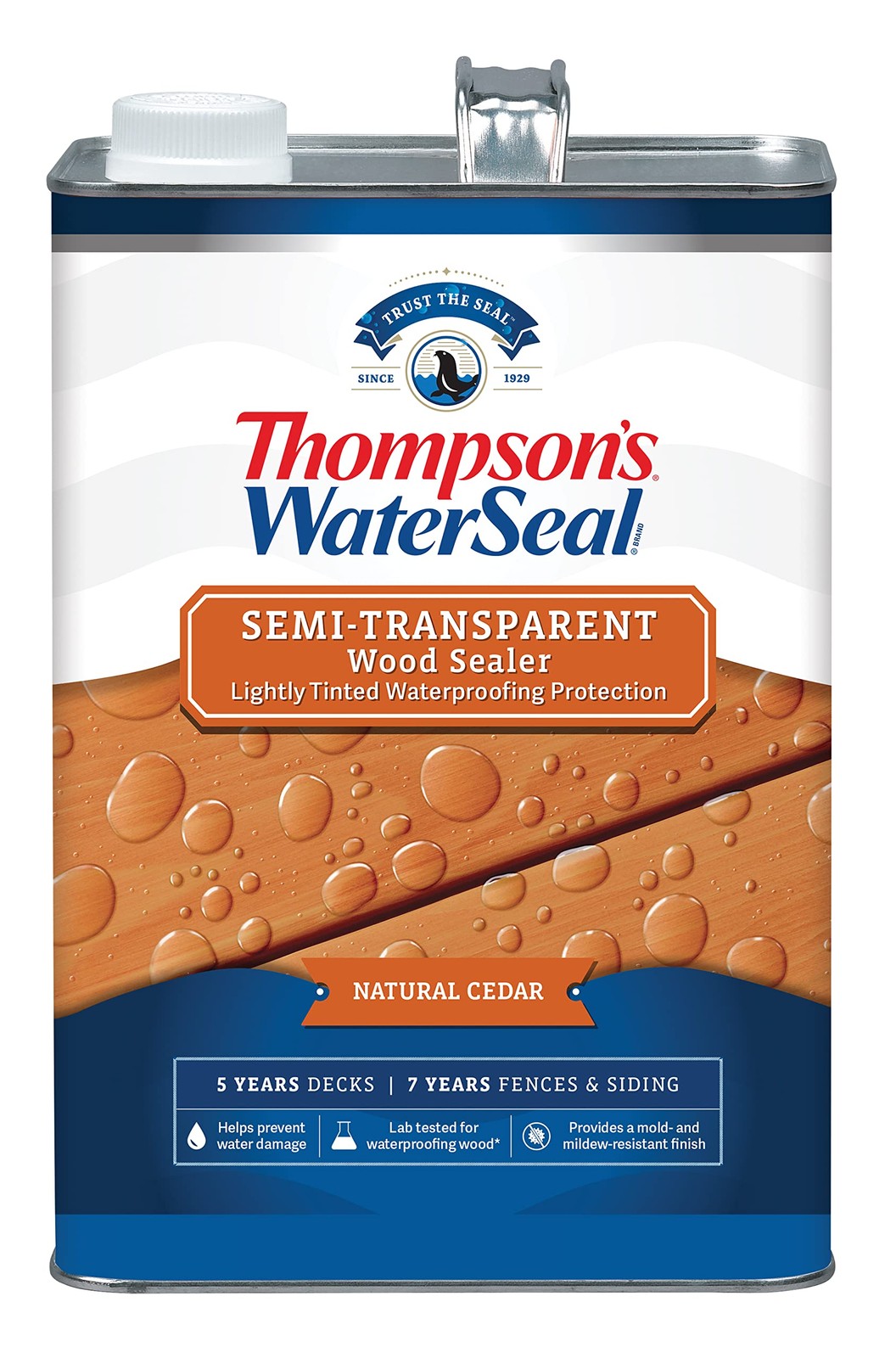 Thompson’s WaterSeal Semi-Transparent Waterproofing Wood Stain and Sealer, Na…