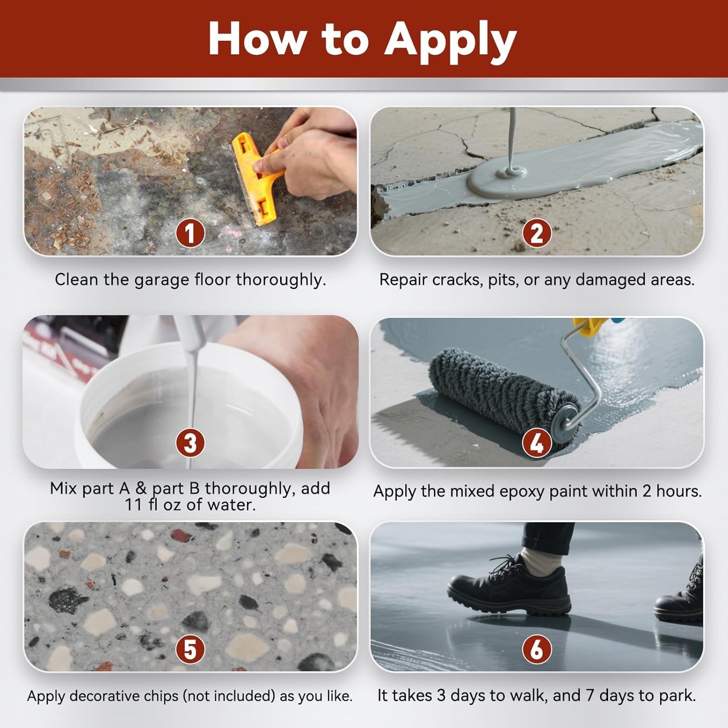 Garage Floor Epoxy Kit, Garage Floor Paint with Tools, Epoxy Coating for Conc…