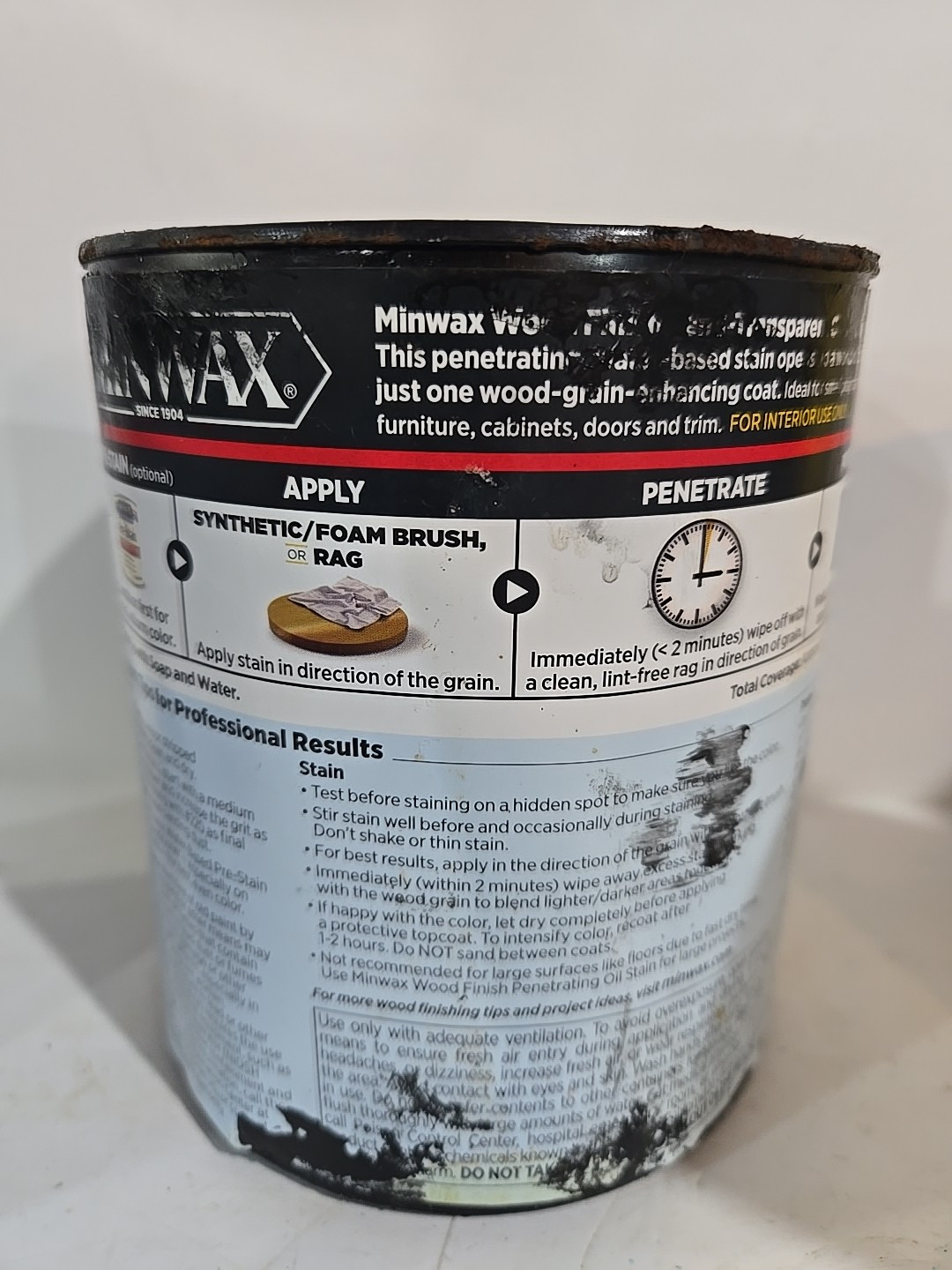 Minwax True Black # 274 Wood Finish Water-Based Semi-Transparent Stain 1 Quart