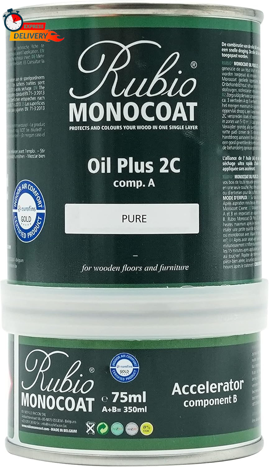 Rubio Monocoat Wood Oil Finish 175 Ft² – Pure | Oil plus 2C | Quick-Dry, Eco-Fri