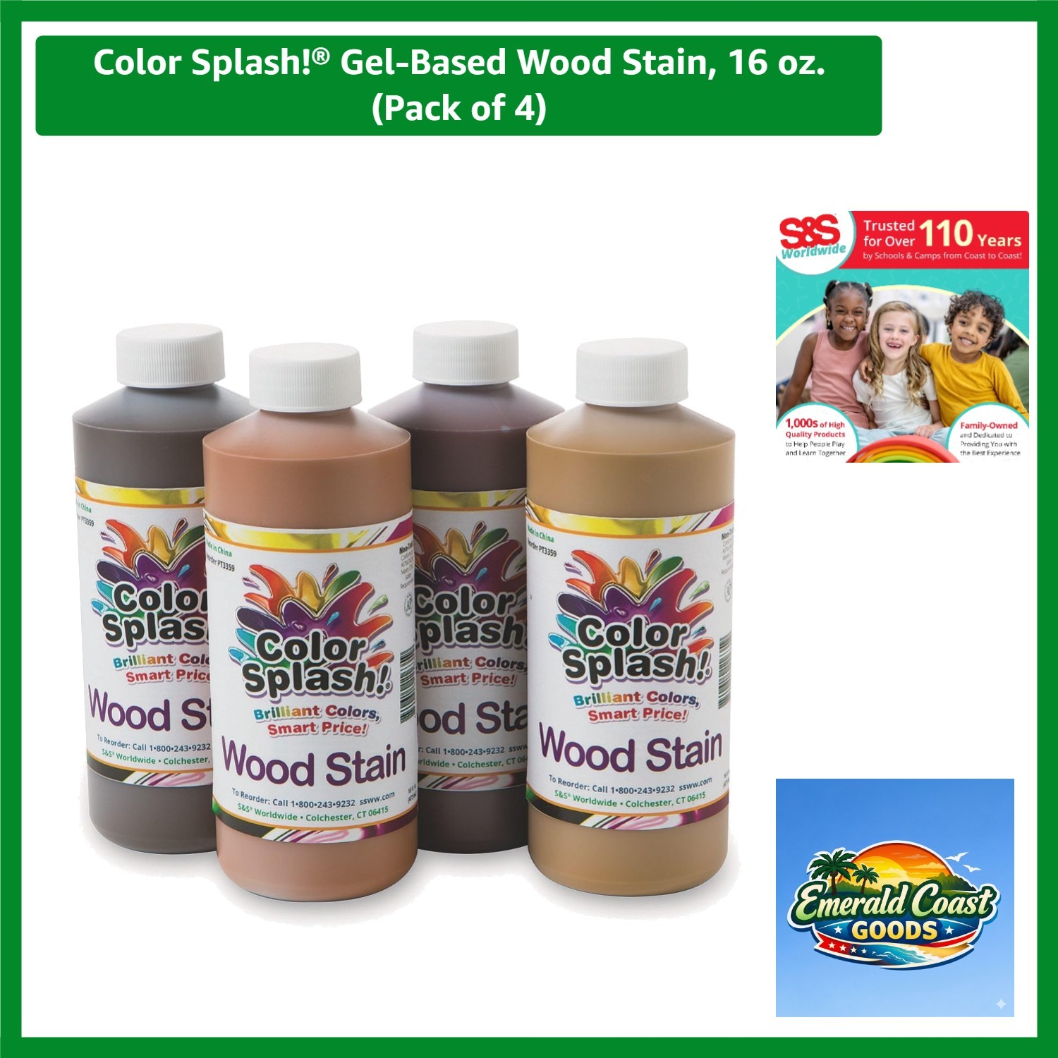 Color Splash! Gel-Based Wood Stain, 16 oz. Pack of 4