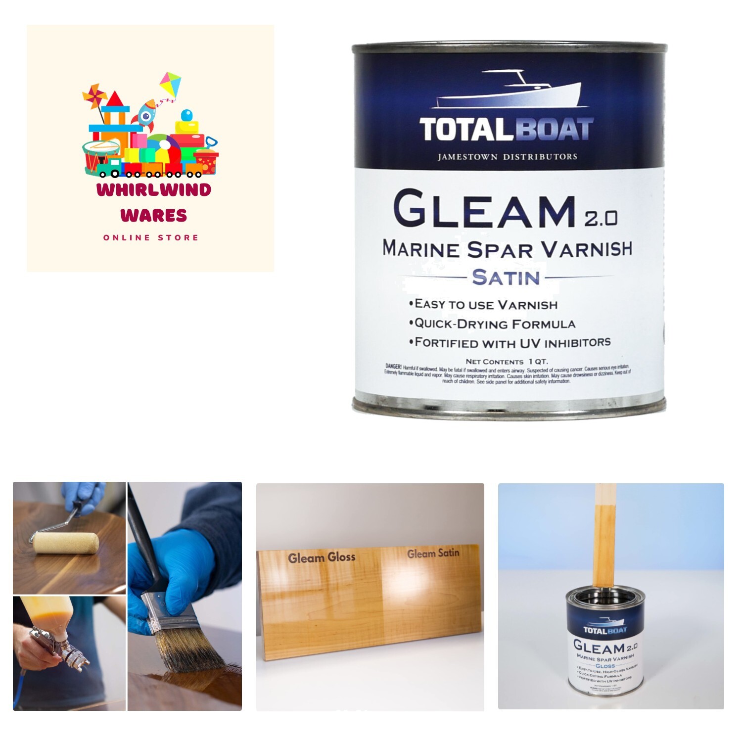 Gleam Marine Spar Varnish, Gloss and Satin Polyurethane Finish for Wood, Boat…
