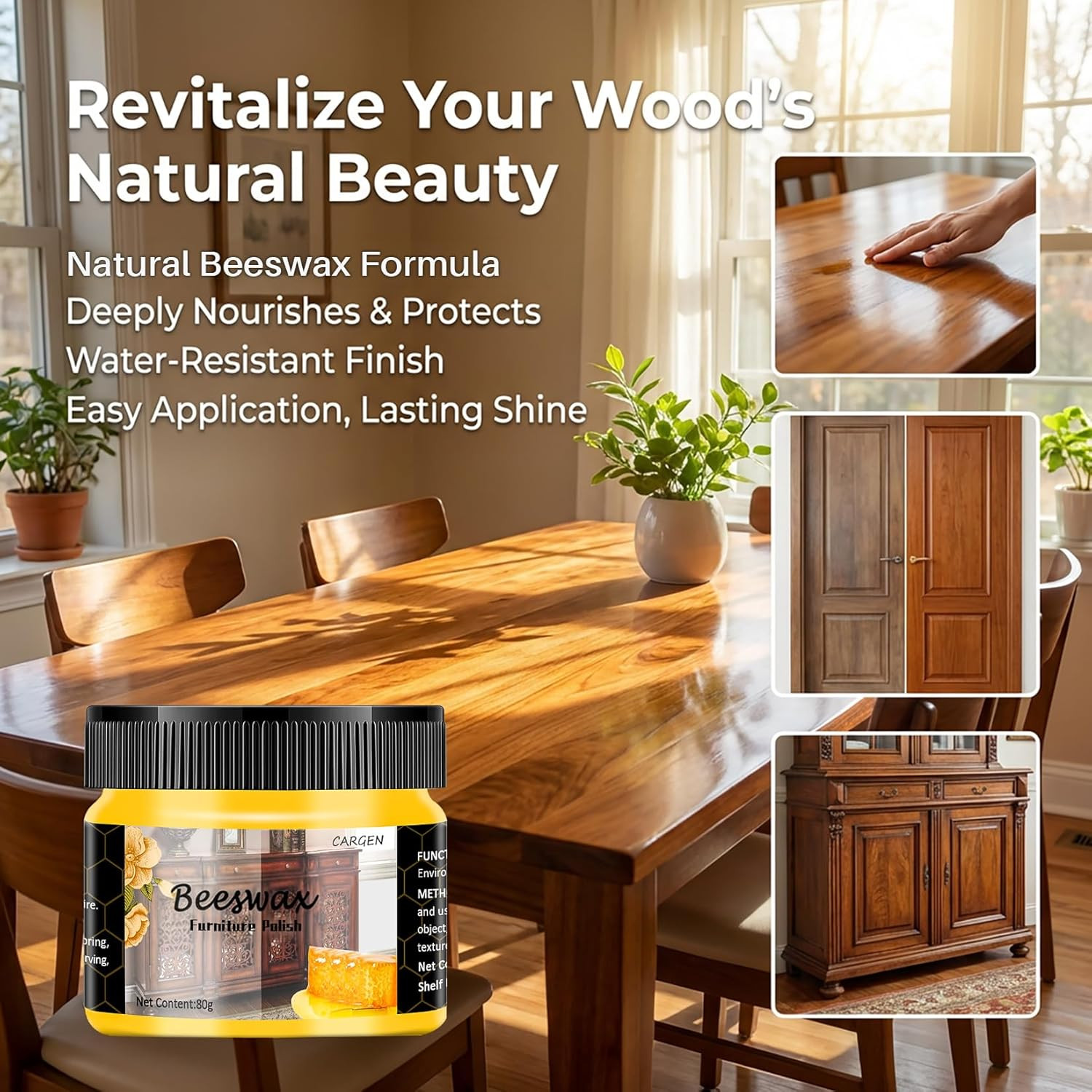 Beeswax Furniture Polish, Wood Seasoning Beeswax for Furniture Wood Wax for Dini