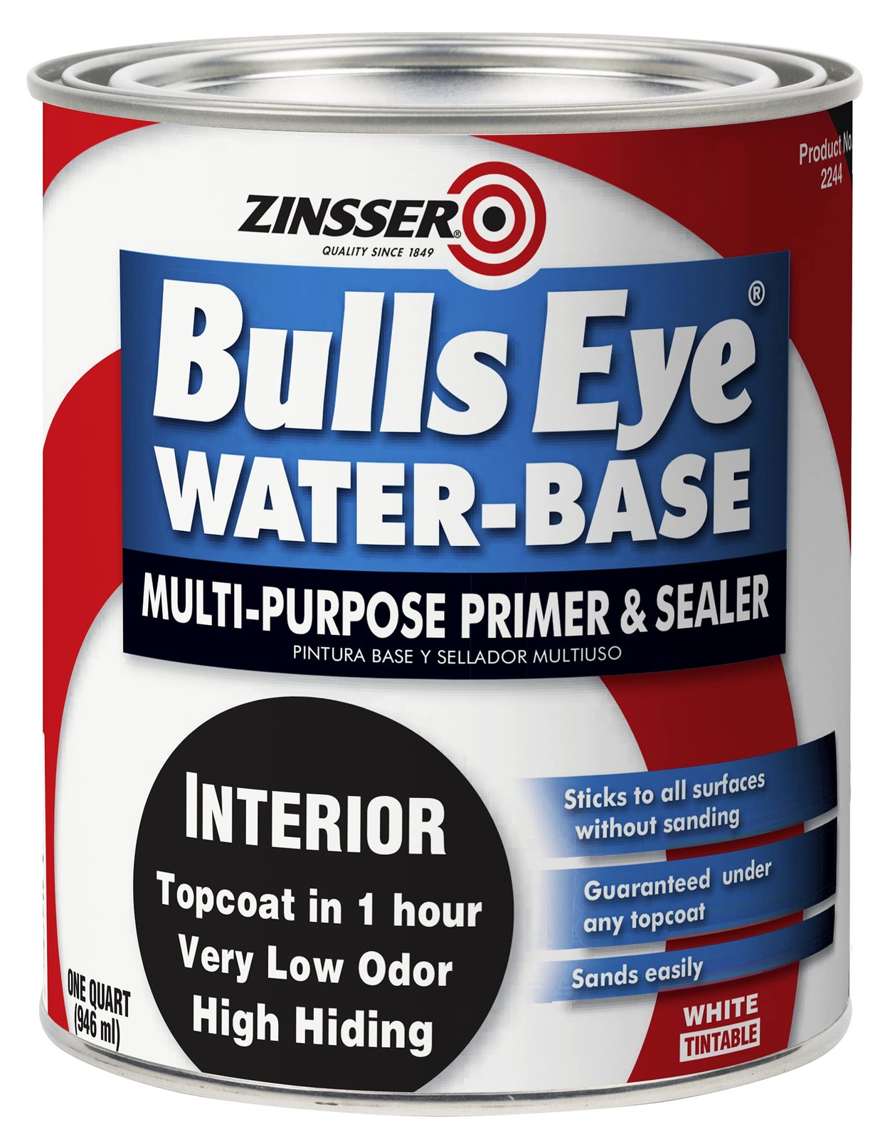 Zinsser Bulls Eye Water Based Primer 32 Fl Oz Stain Blocking Flat Finish