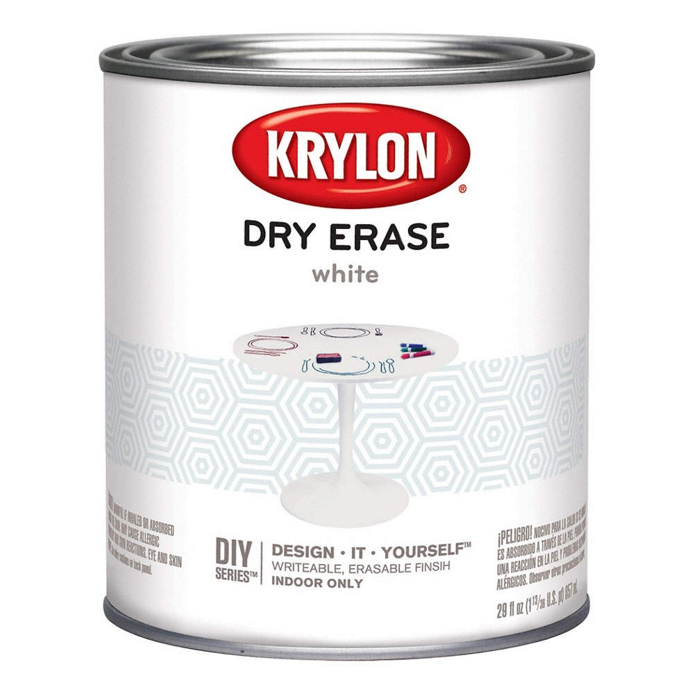 KRYLON Dry Erase Paint, White, 1 Quart 833ZU6