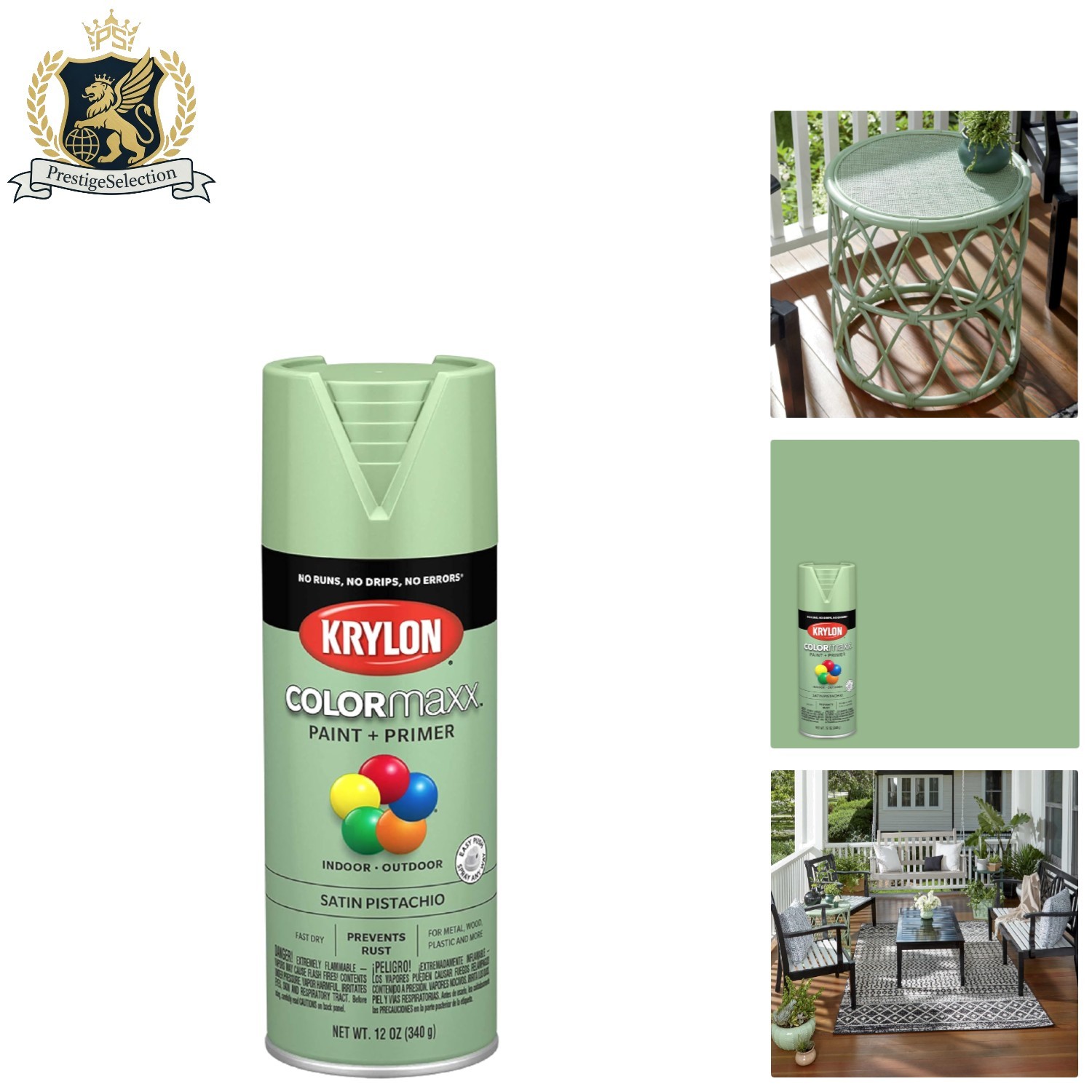 Krylon COLORmaxx Satin Pistachio Spray Paint & Primer | 12 oz, Fast-Drying, R…