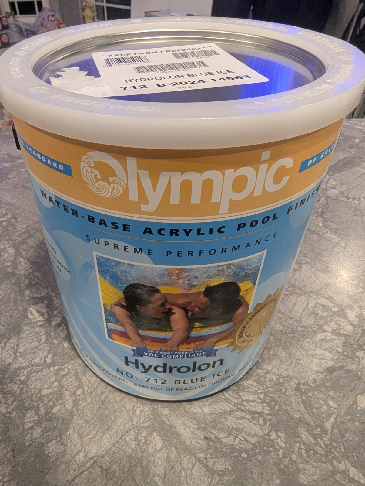 Olympic Hydrolon Pool Paint 712 Blue Ice 1 Gallon- Brand New & Sealed