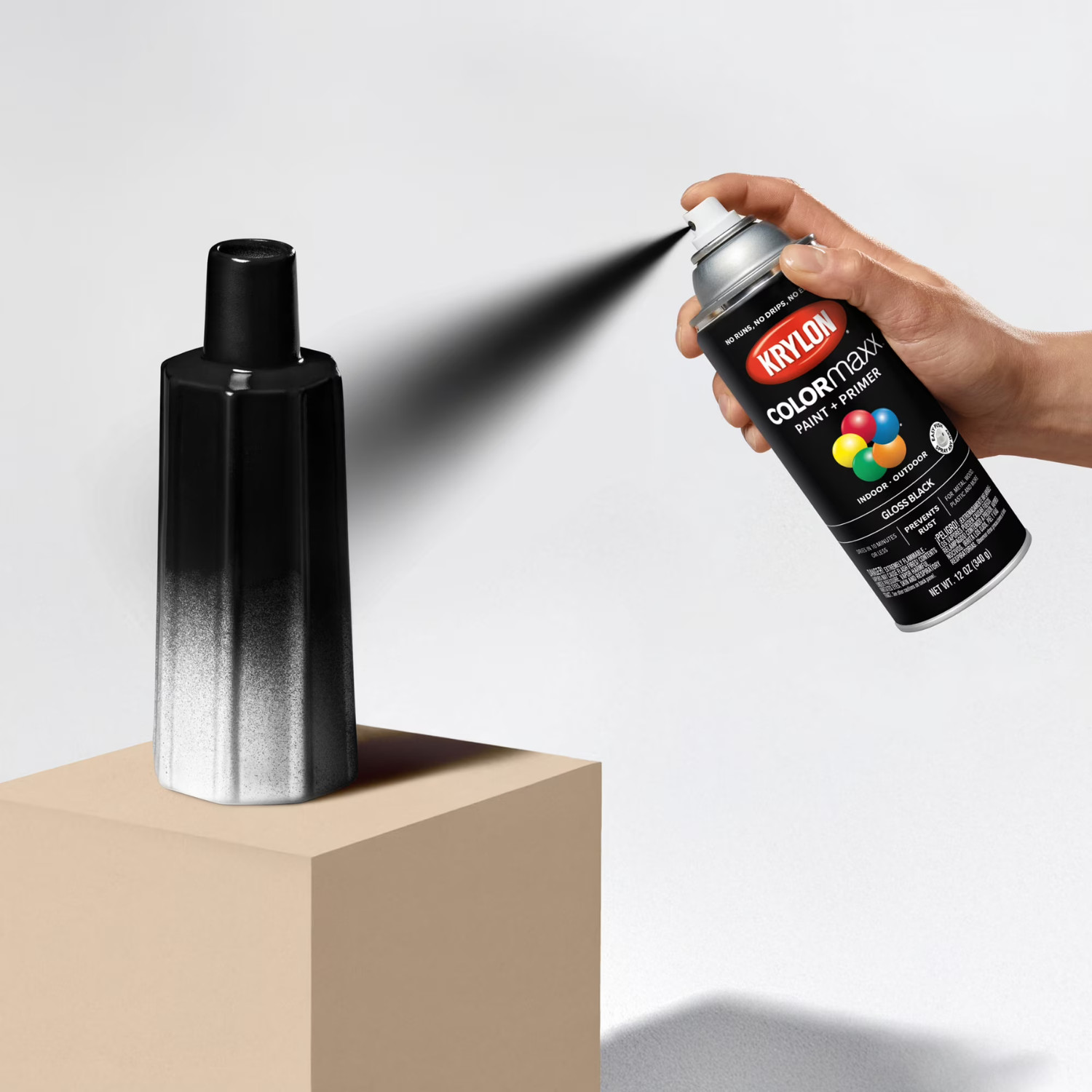 Krylon COLORmaxx Gloss Black Spray Paint and Primer, 12 oz, 5 Pack