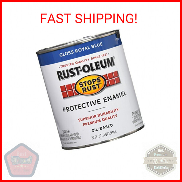 Rust-Oleum 7727502 Stops Rust Brush On Paint, Quart, Gloss Royal Blue