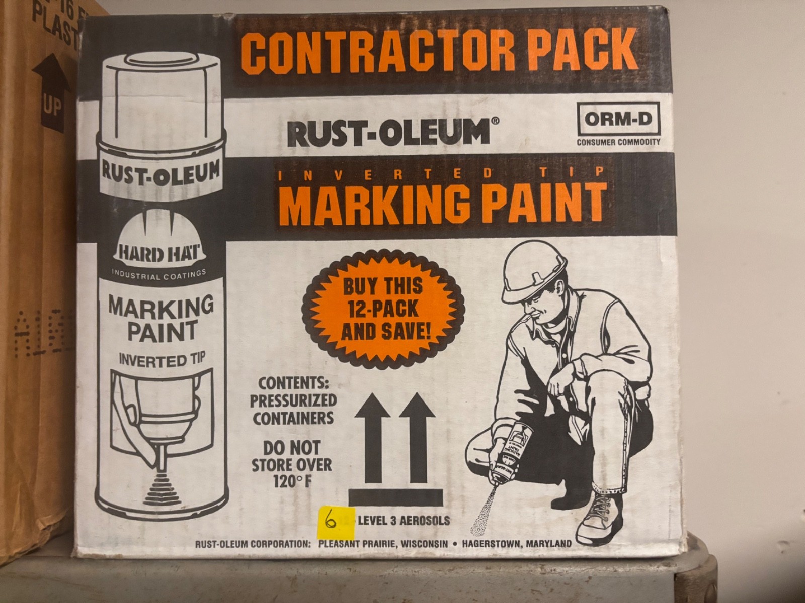 6 Pack Rust-Oleum 15 oz. Red-Orange Inverted Marking Spray Paint