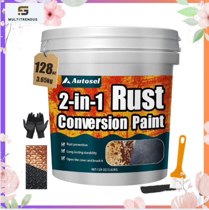 2 in 1 Rust Converter Paint 128oz Black Rust Inhibitor Metal Coating