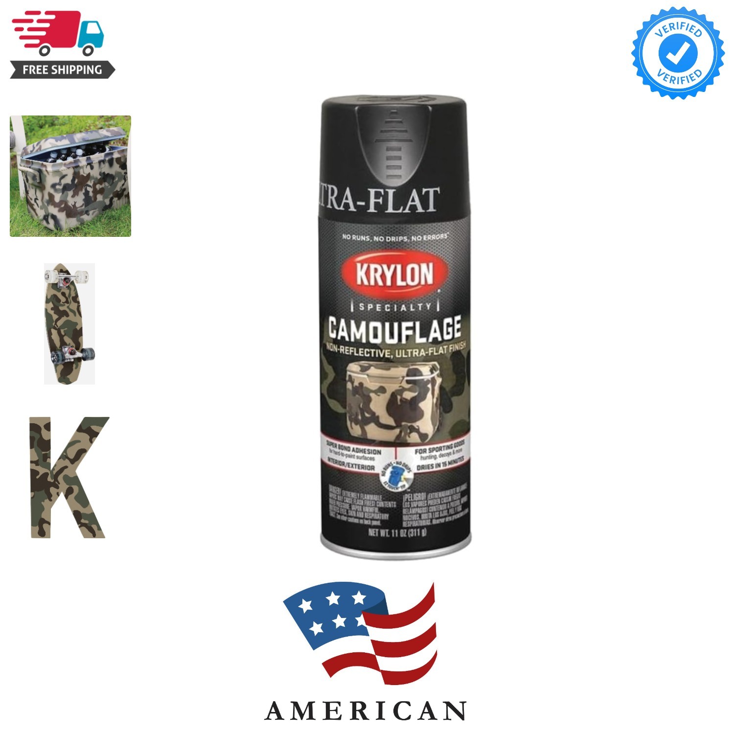 Camouflage Paint, Ultra Flat, Black, 11 oz.