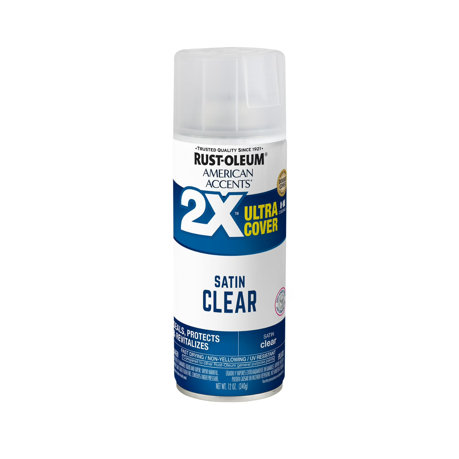 Rust-Oleum American Accents 2X Ultra Cover Clear Satin Spray Paint 12 Oz, 4 PACK