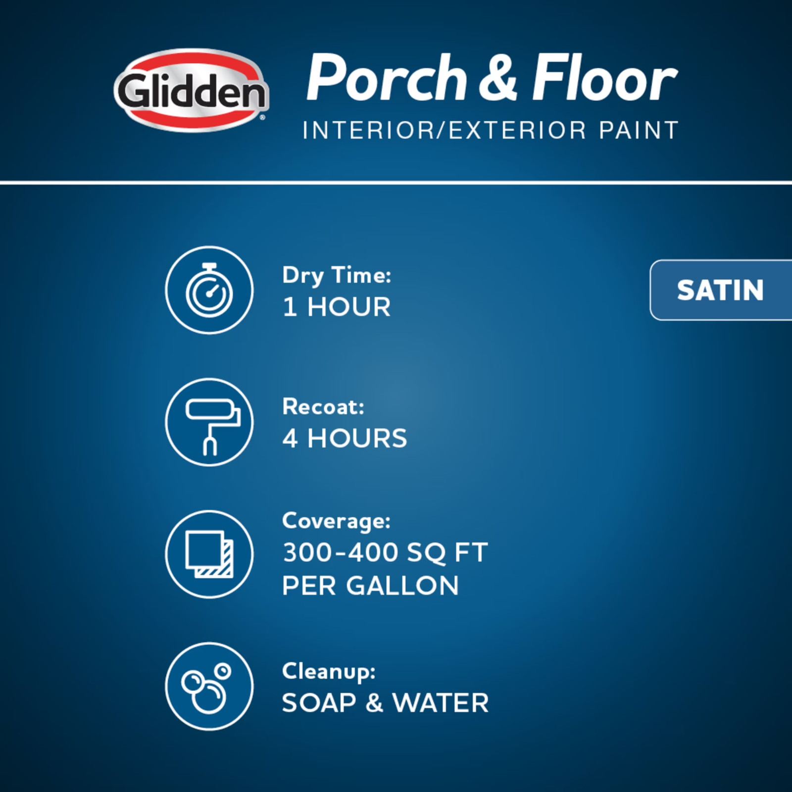 Glidden Glidden Porch, Floor Satin Interior/Exterior Paint, Summer Suede, 1 Gal