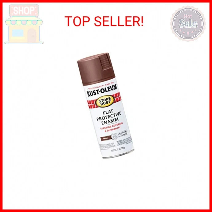 Rust-Oleum 214085 Stops Rust Spray Paint, 12 oz, Flat Brown