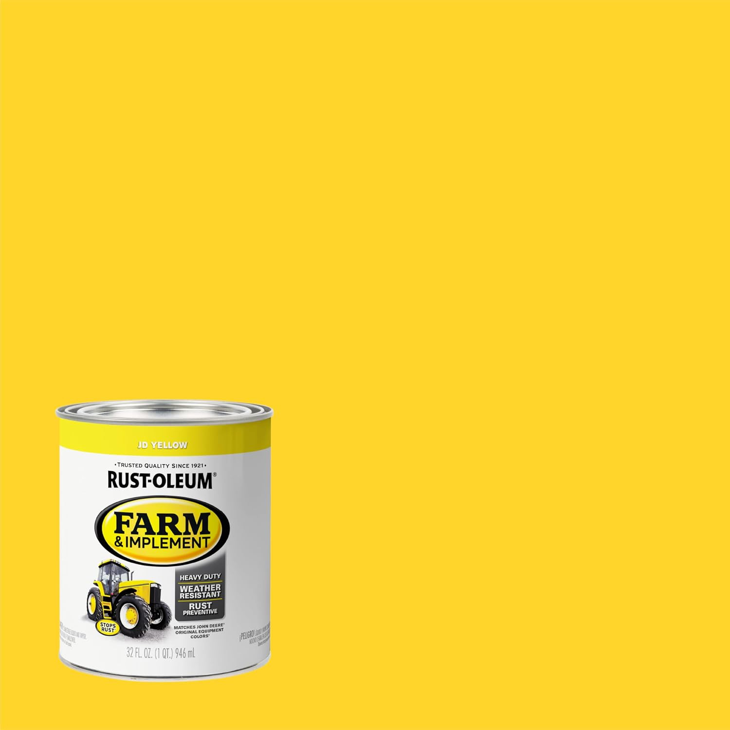 Rust-Oleum John Deere Yellow Farm Equipment Paint Quart Brush On Enamel Finish