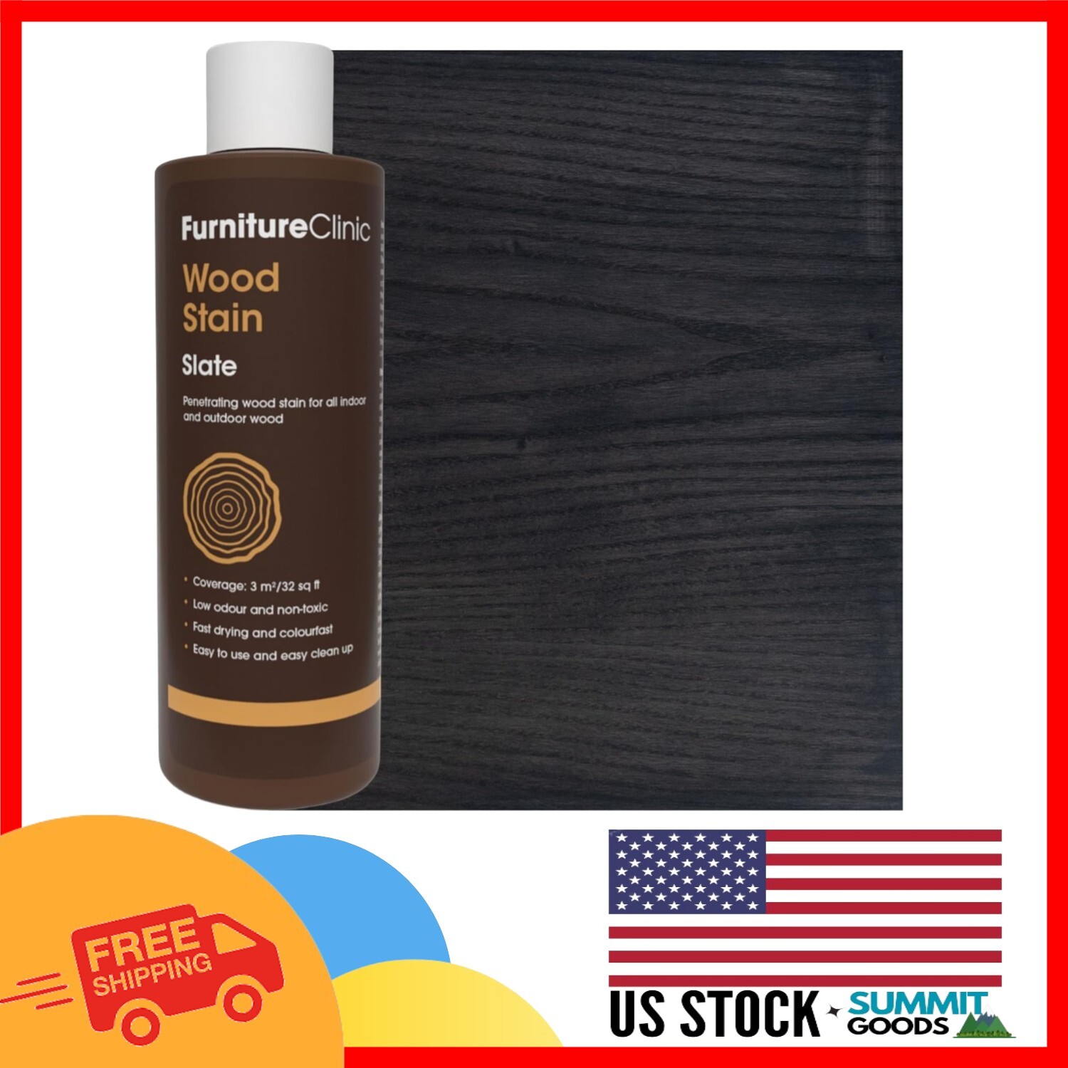 Slate Wood Stain – Quick Drying & Low Odor – Perfect for Indoor/Outdoor Use