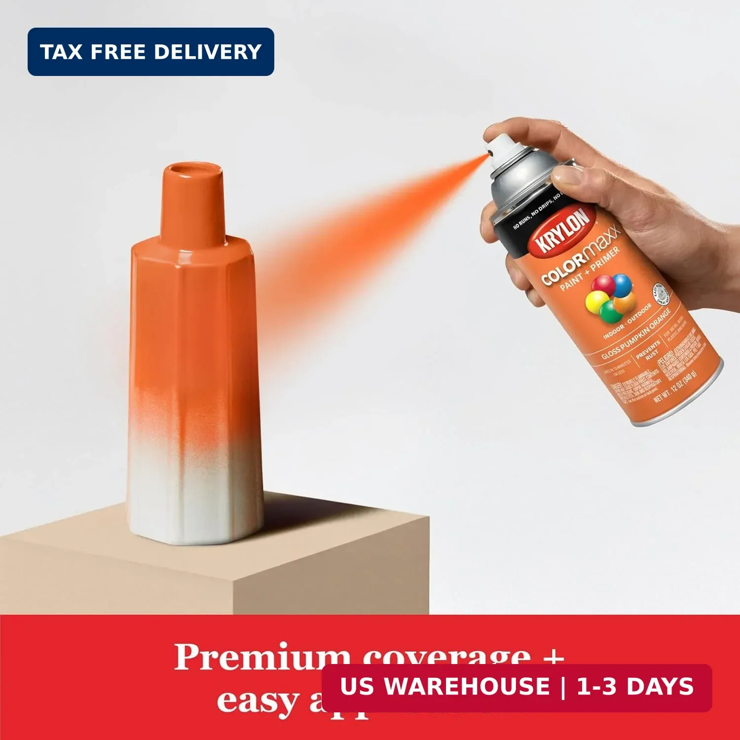 Krylon ColorMaxx 12 Oz. Gloss Spray Paint, Pumpkin Orange – 1 Each