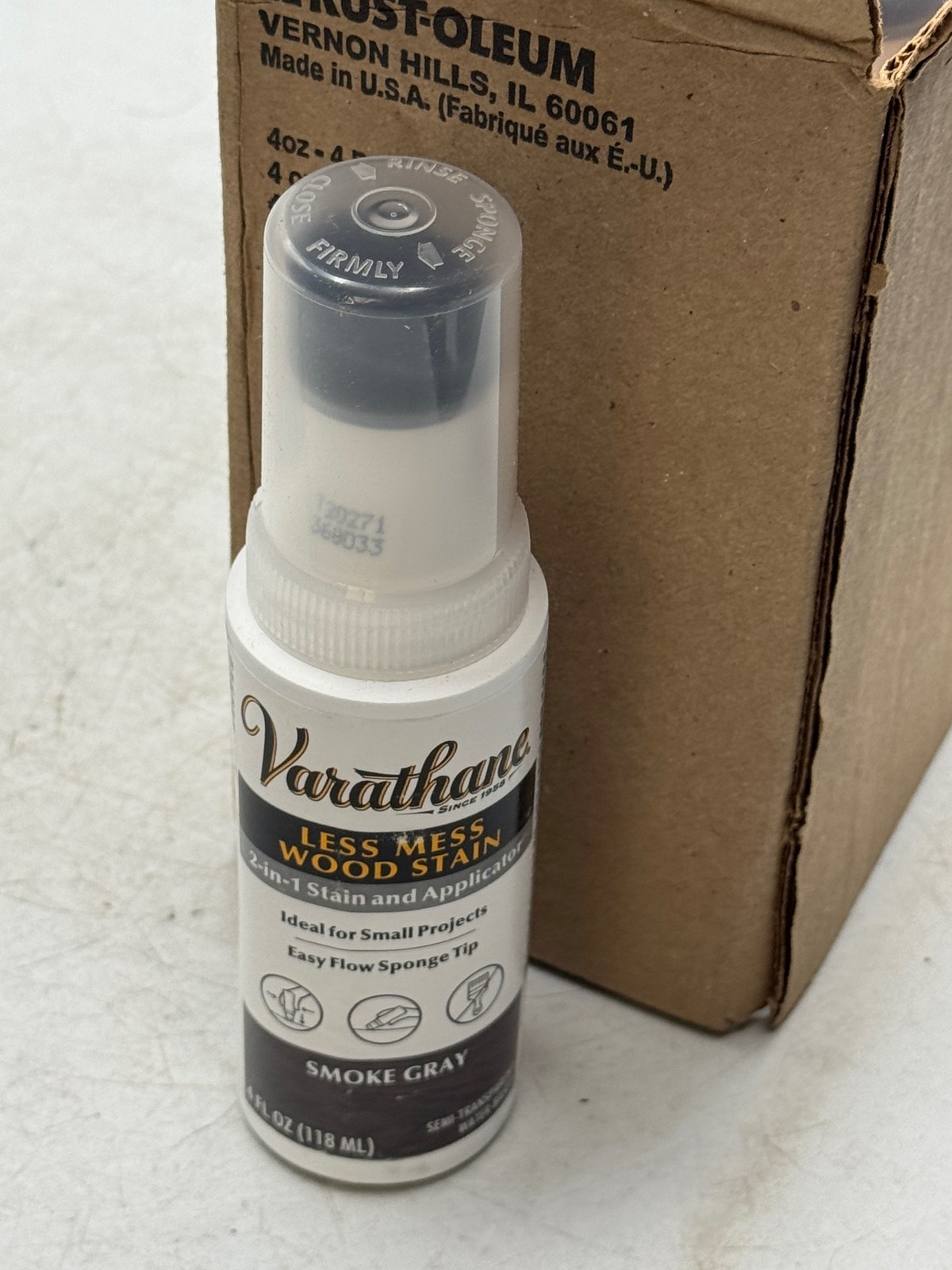 Varathane Rust-Oleum Wood Stain Smoke Gray 4oz Less Mess Sponge Tip-4PK