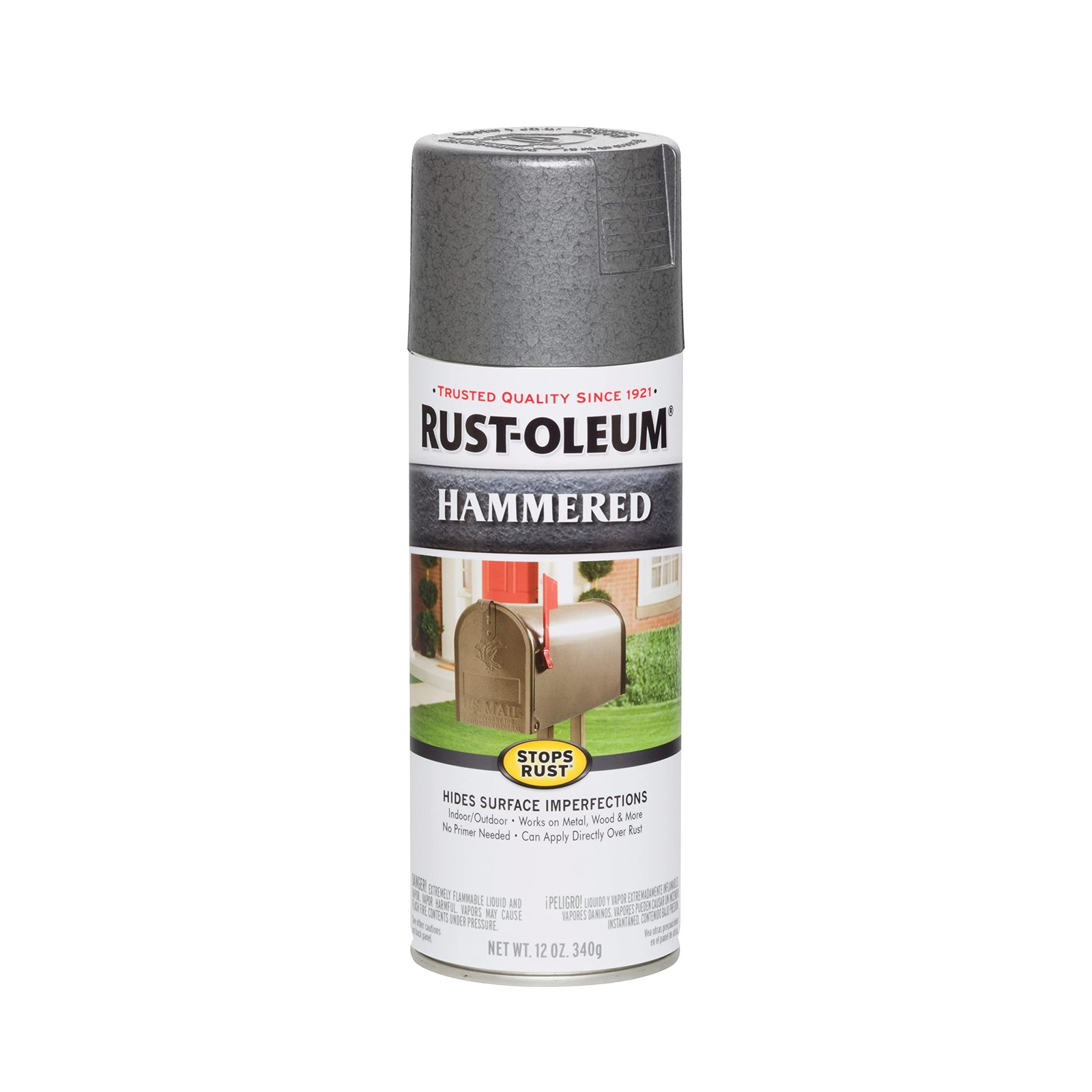 72148306PK Stops Rust Hammered Spray Paint, 12 oz, Gray, 6 Pack