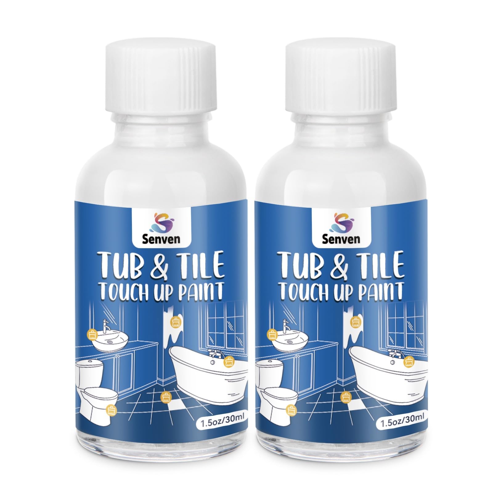 2Pack Tub and Tile Touch Up Paint Kit – 0.5 Fl Oz (Pack of 3), White