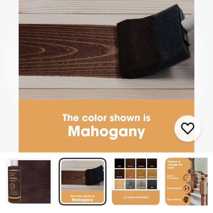 Furniture Clinic Wood Stain | Mahogany | Water Based | Fast Drying, Low Odor,…