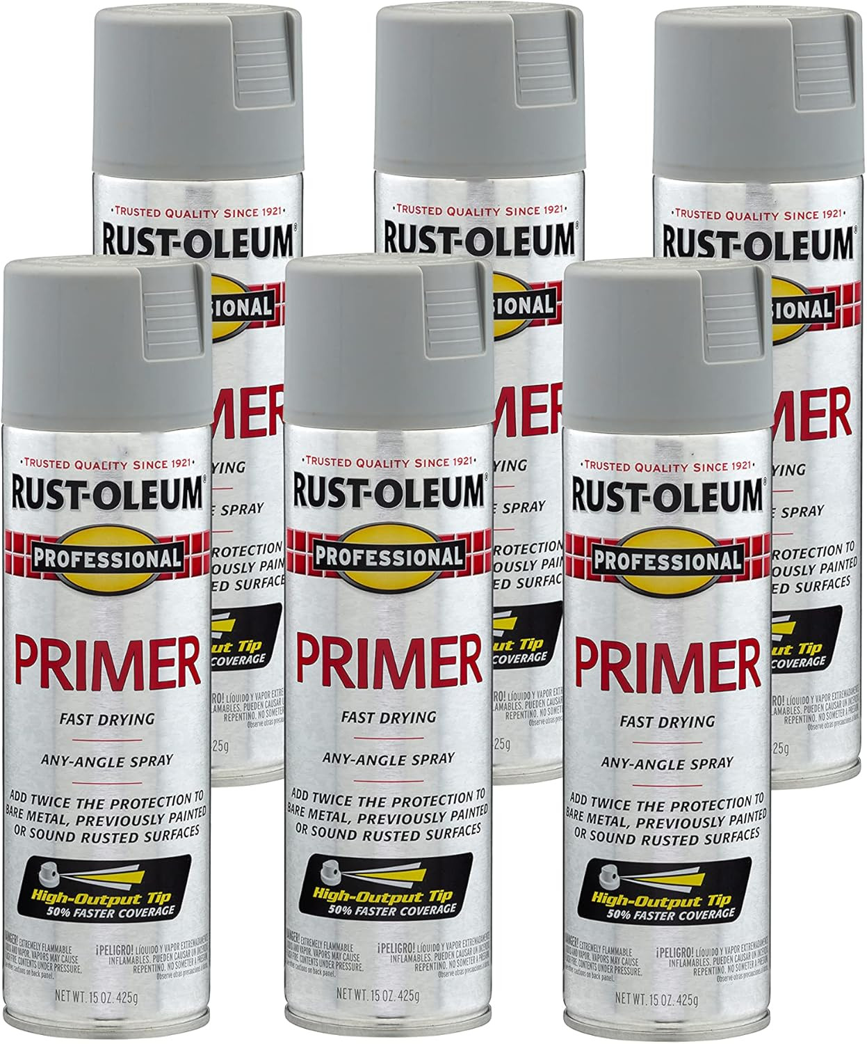 Rust Oleum Professional Primer Spray 15 Ounce Pack Of 6 Gray Paint For Metal …