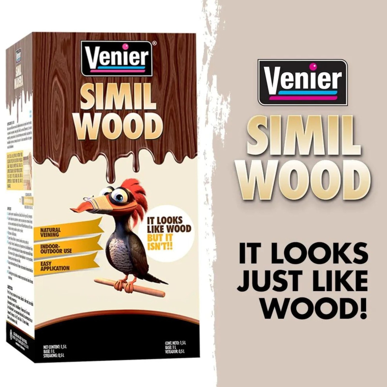 Venier Simil Wood Paint for Front & Interior 26 Fl Oz (Pack of 1), Cedar