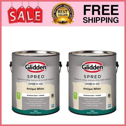 2 Pack Spred Grab-N-Go Antique White/Off White Flat Interior Paint, 1 Gal Pk