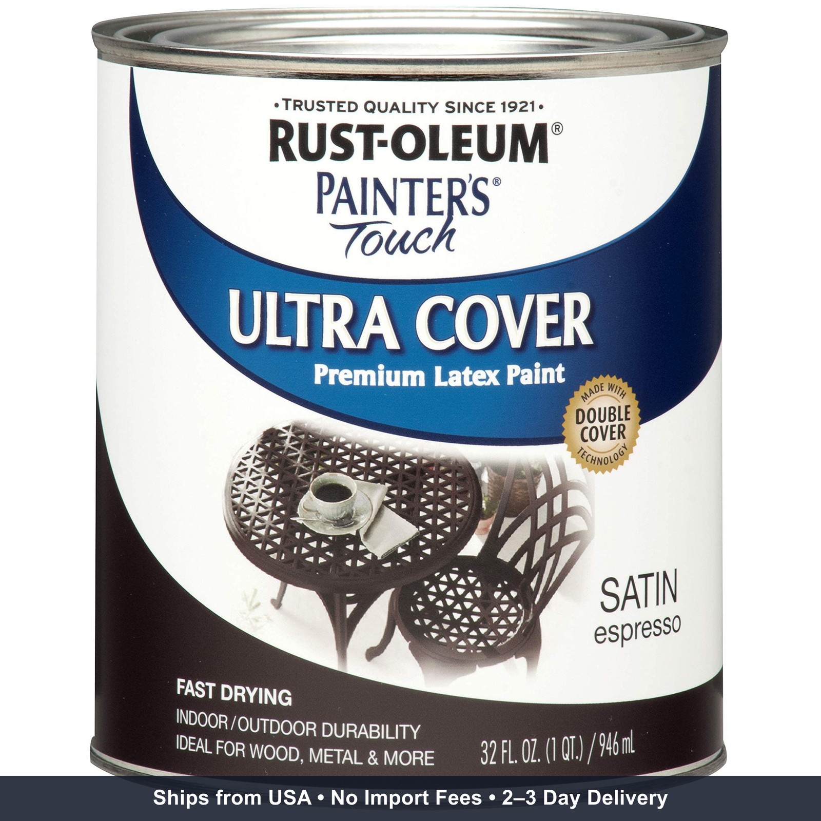 Rust-Oleum 242018 Painter’s Touch Latex Paint, Quart, Satin Espresso, 1 Quarts,