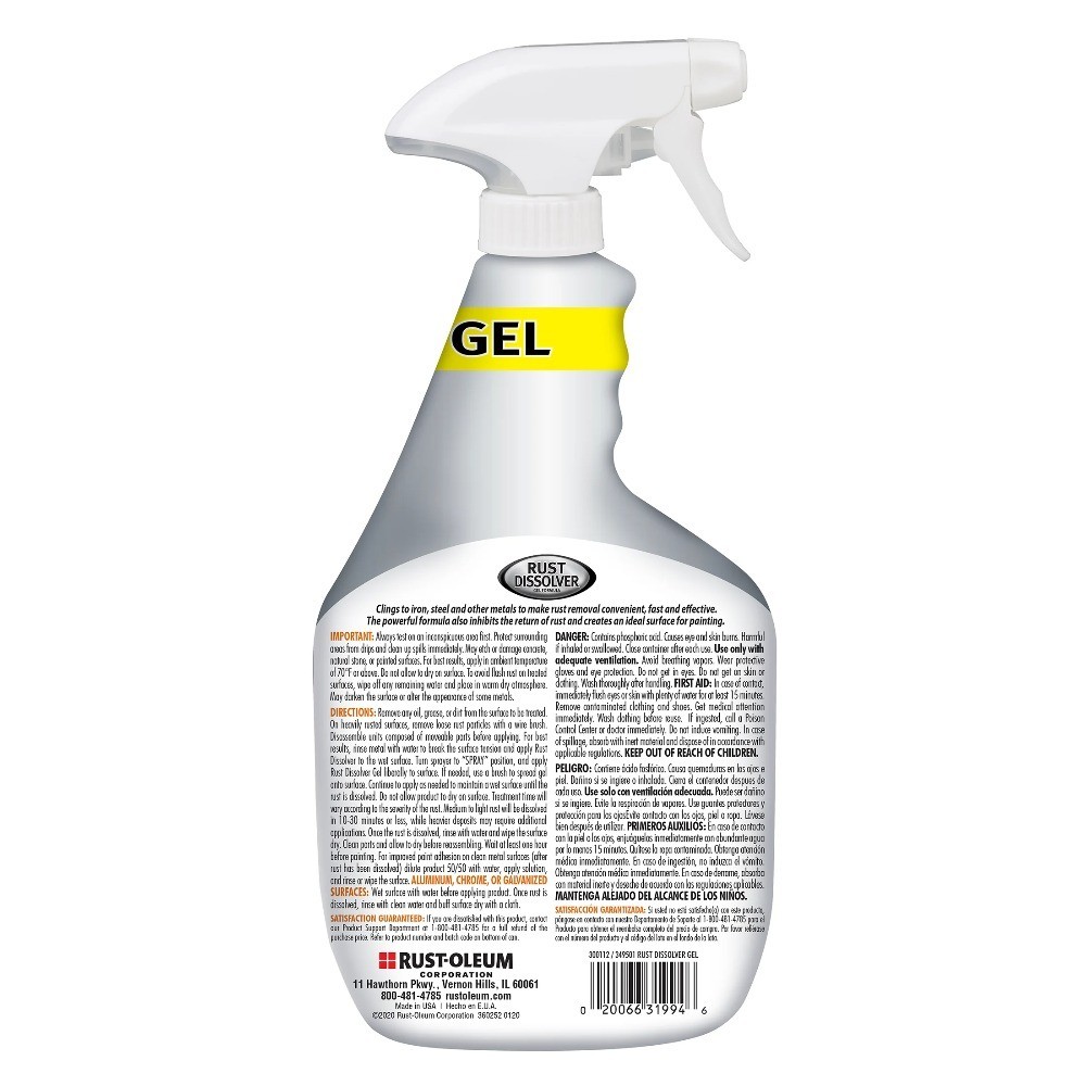 Rust Dissolver Gel Spray Industrial Strength 32 oz Fast Acting Remover