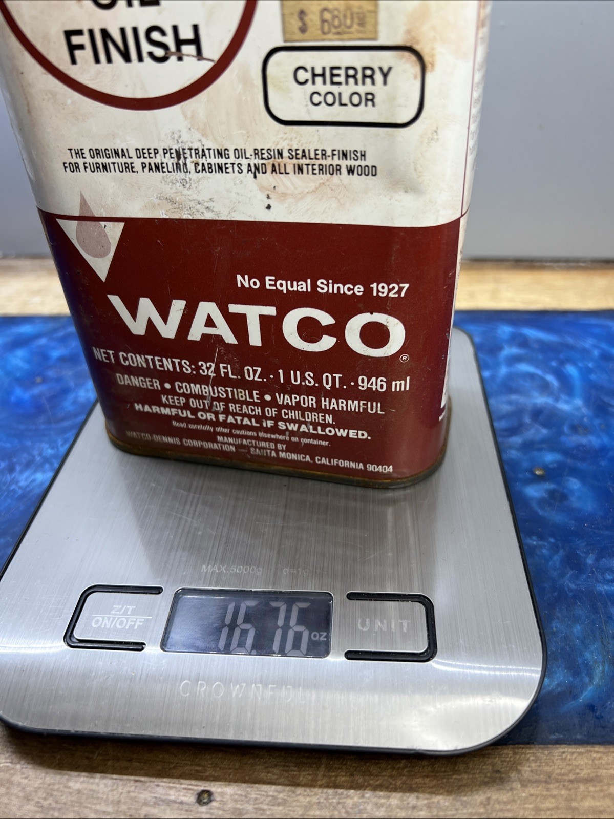 Vintage Watco Danish Oil Cherry Quart 1/2 Full Discontinued HTF