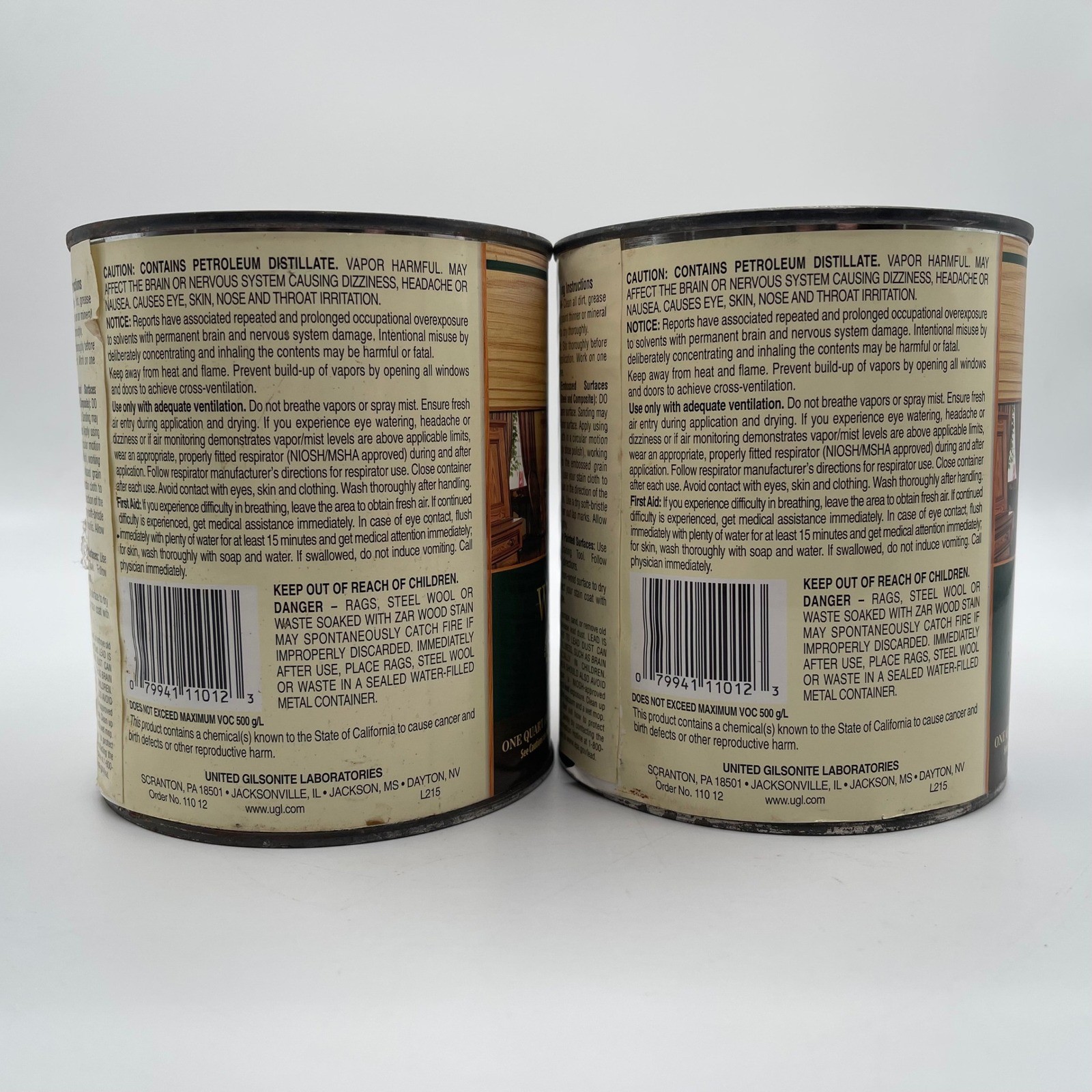 ZAR Oil-Based Interior Wood Stain 110 Salem Maple 1 Quart Cans Lot of 2