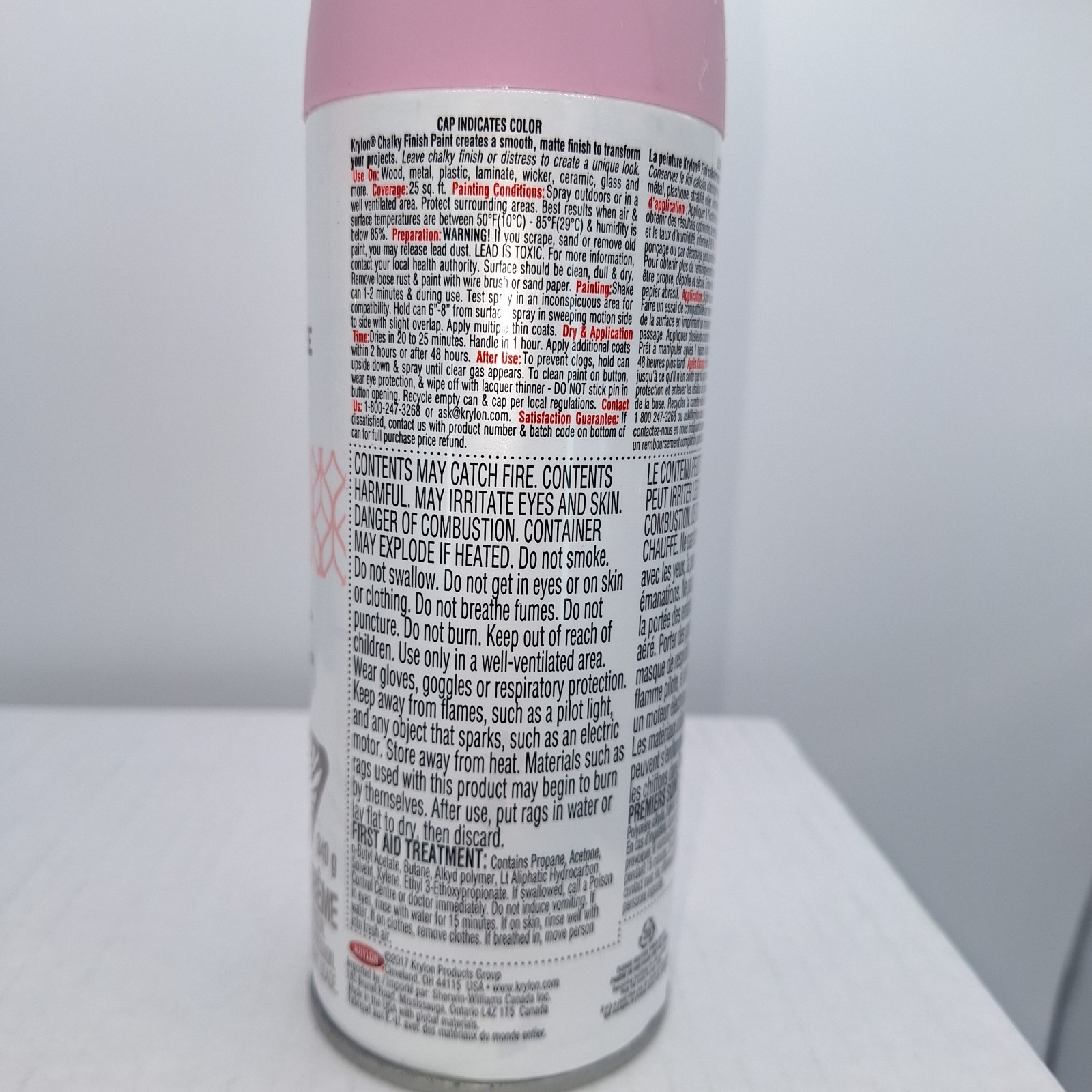 Krylon Chalky Finish Bonnet Pink 44116 Spray Paint DIY Series 12 Oz New 2 Cans