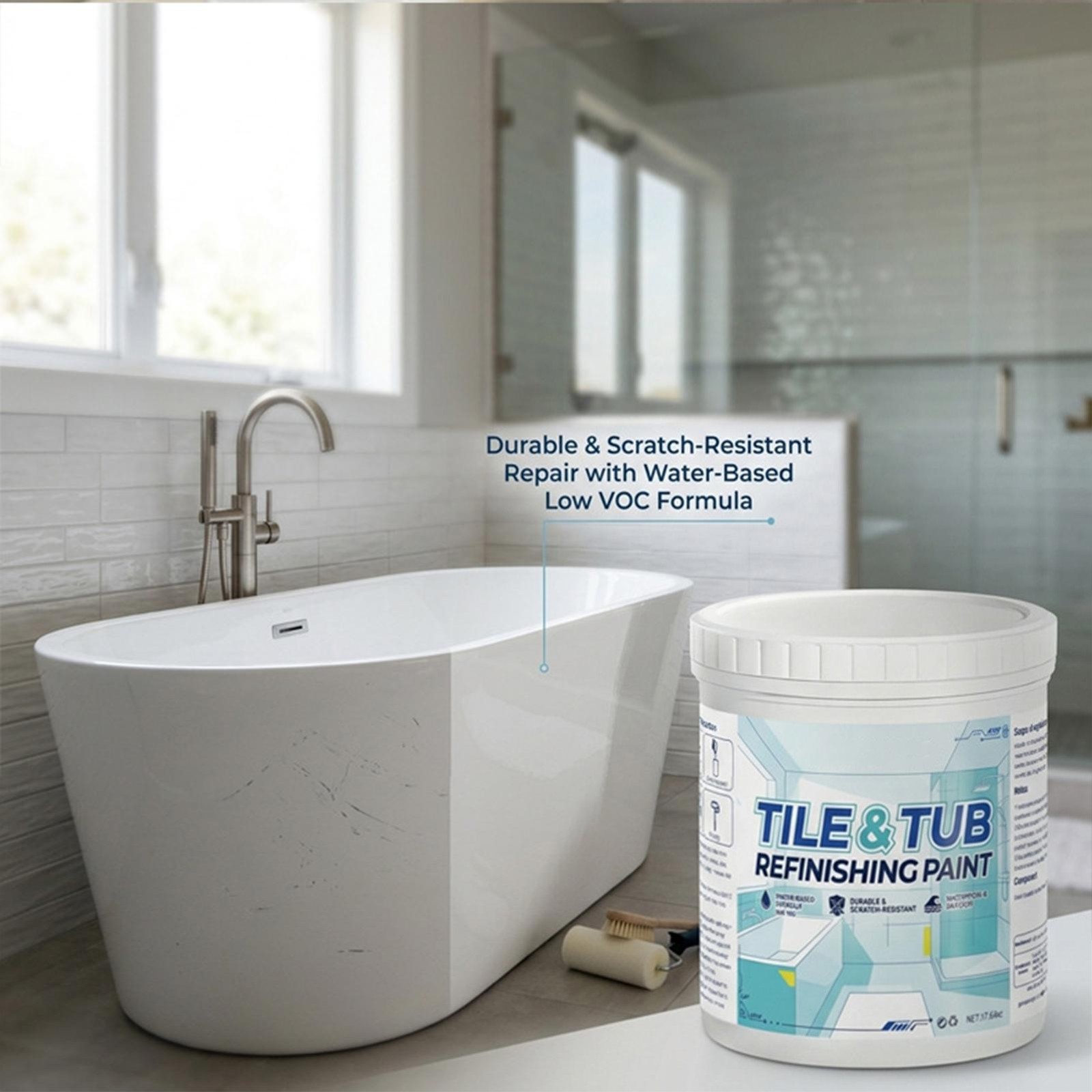 Bathtub Paint Semi-Gloss Tile Refinishing Coating Waterproof Bathtub Paint 500g