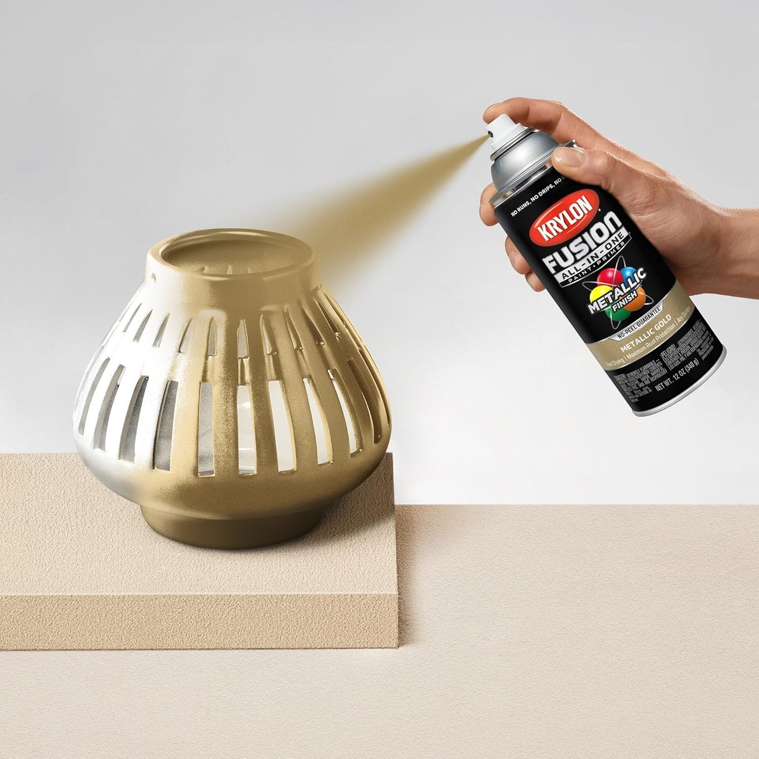 Quick-Dry Gold Adhesive Spray Paint, 12 oz Can – Perfect for Indoor/Outdoor Use