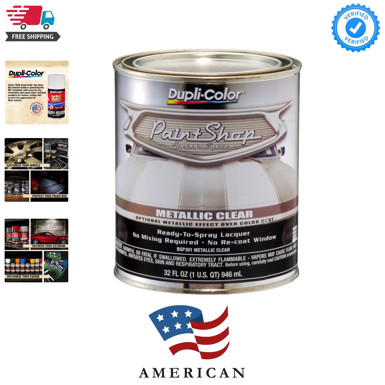 Paint Shop Finish System, Gloss, Metallic Clear, 1 Quart
