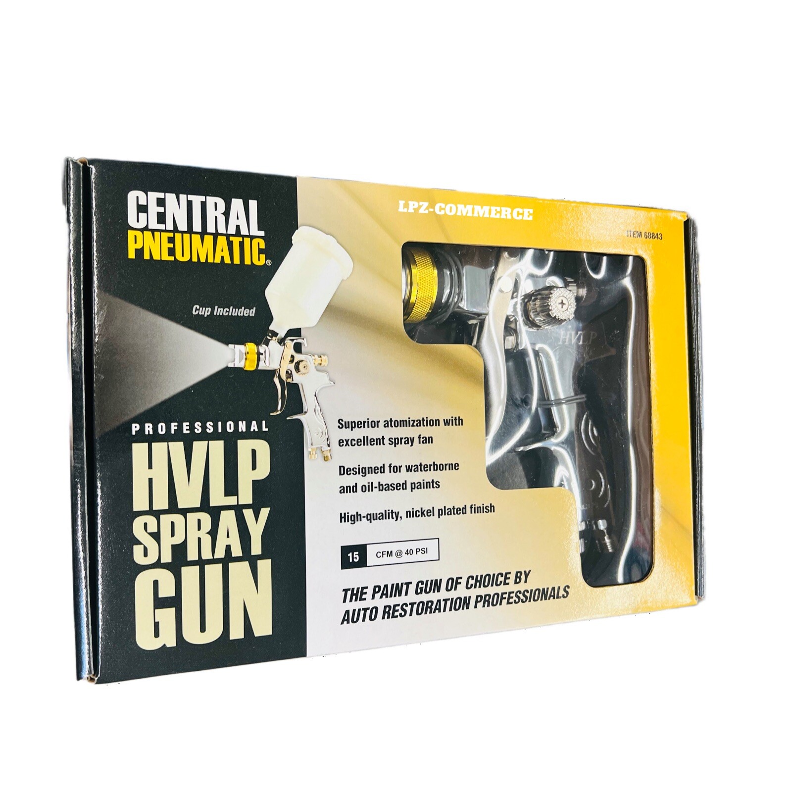 Central Pneumatic Professional HVLP Auto Paint Restoration Spray Gun 20 oz.*NEW*
