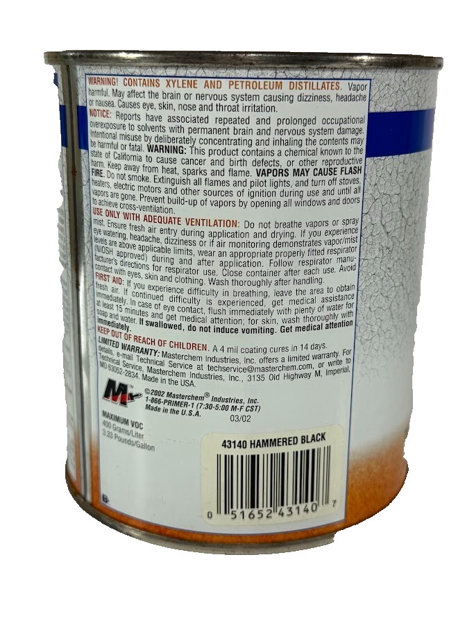 Hammerite Rust Cap Black Hammered Finish Paint Kilz 1 Quart, 32 oz *READ*