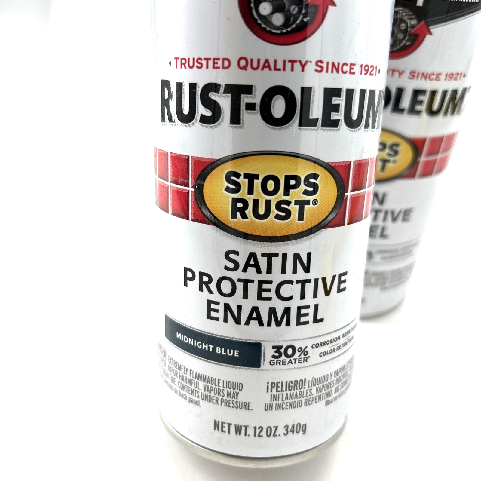 Rust-Oleum Satin Protective Enamel Spray Paint 12 oz Lot Of 2 Midnight Blue