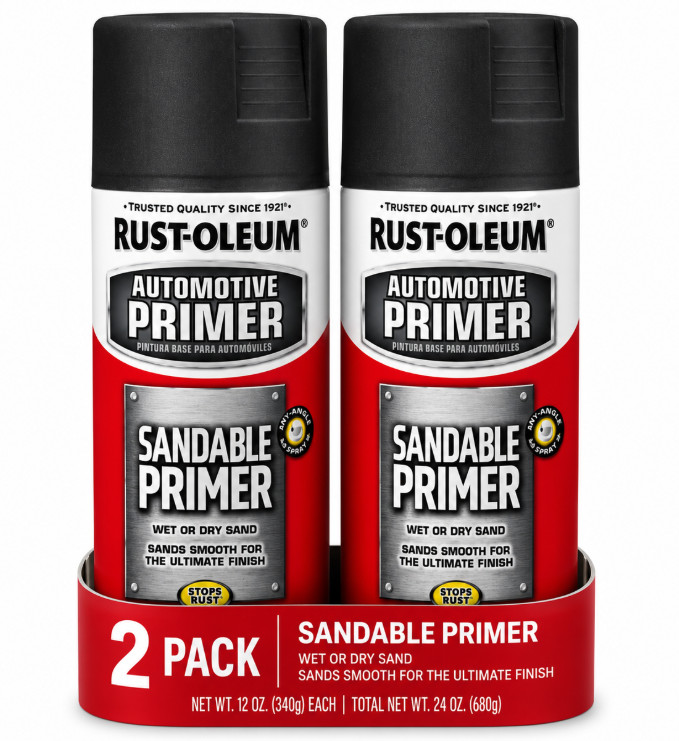 (2 PACK ) 249418 Automotive Sandable Primer Spray Paint 12 oz Black