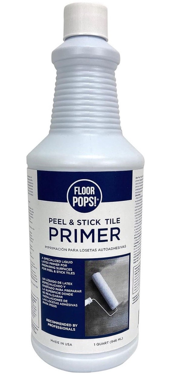 FloorPops! Peel & Stick Tile Primer, White Matte, 1 Quart (946 mL) Bottle