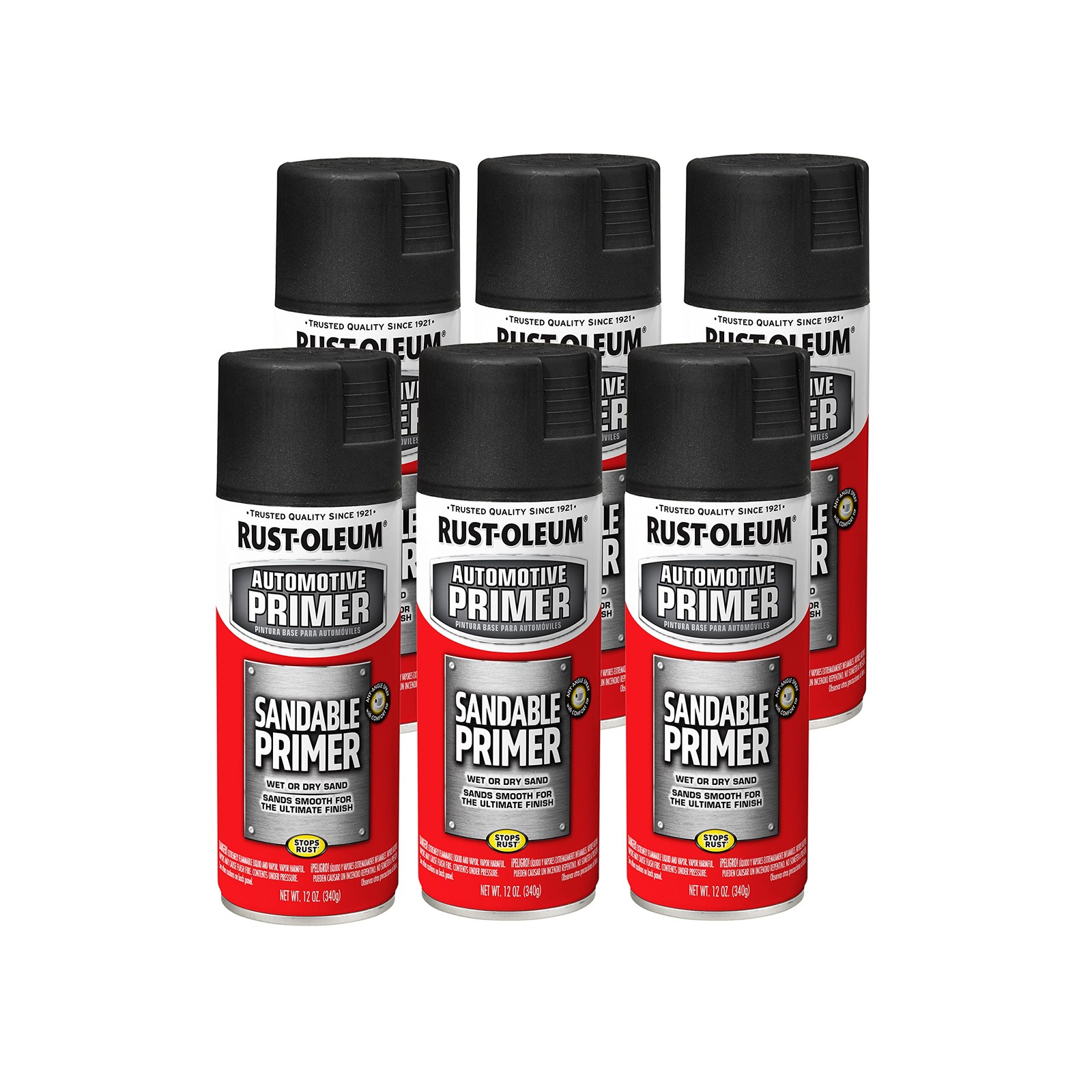 Rust Oleum Sandable Primer Spray Paint 12Oz Pack Of 6 Oil Based Rust Resistant