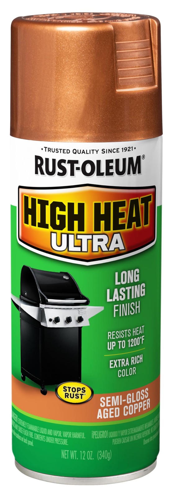 Rust Oleum High Heat Ultra Spray Paint 12 oz Aged Copper
