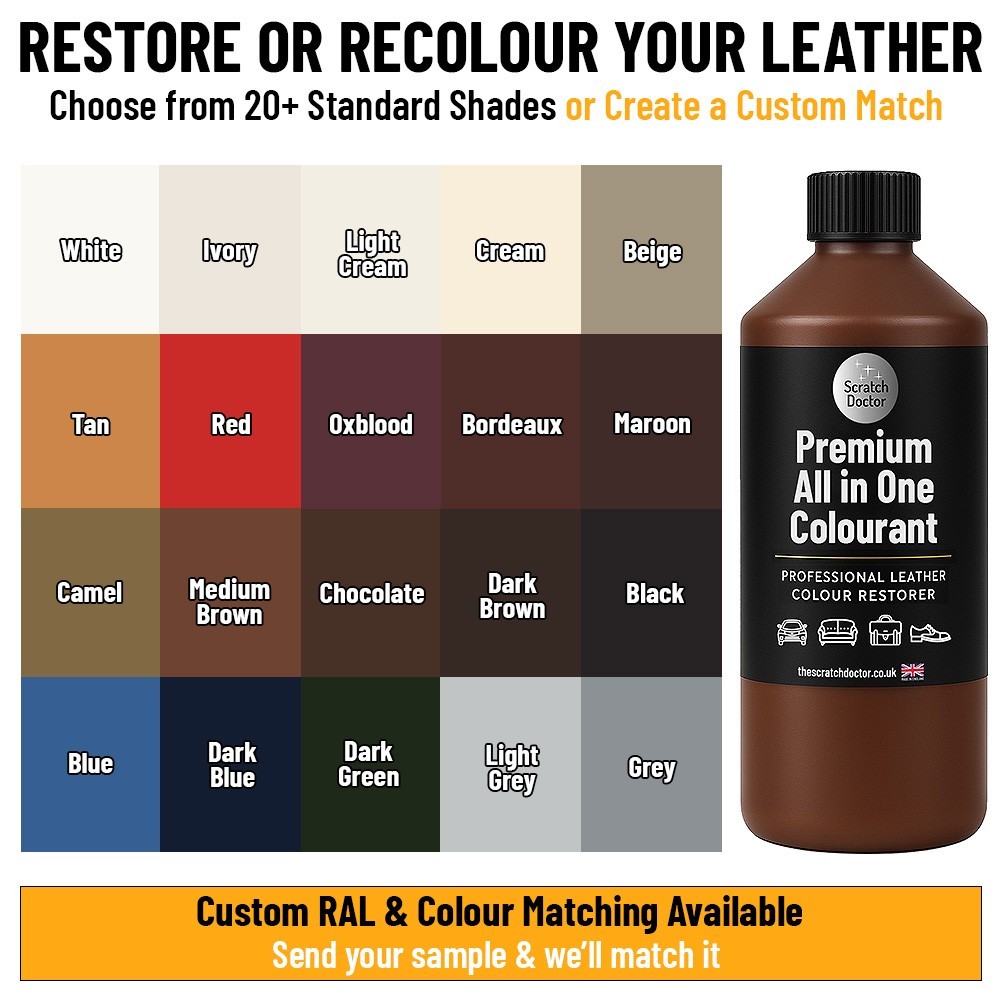 LIGHT GREY ALL IN ONE Leather Colourant Recolour Dye Paint Shoe Sofa Bag Jacket