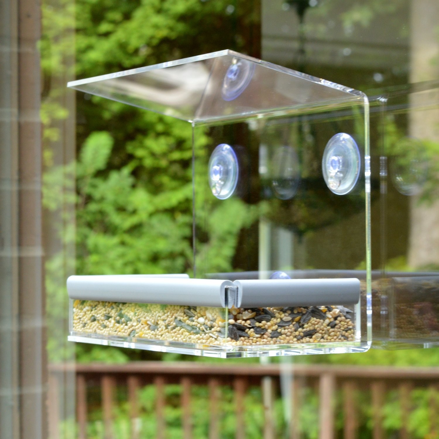 PetFusion Tranquility Window Bird Feeder in Premium Lucite Acrylic. (I) Remov…