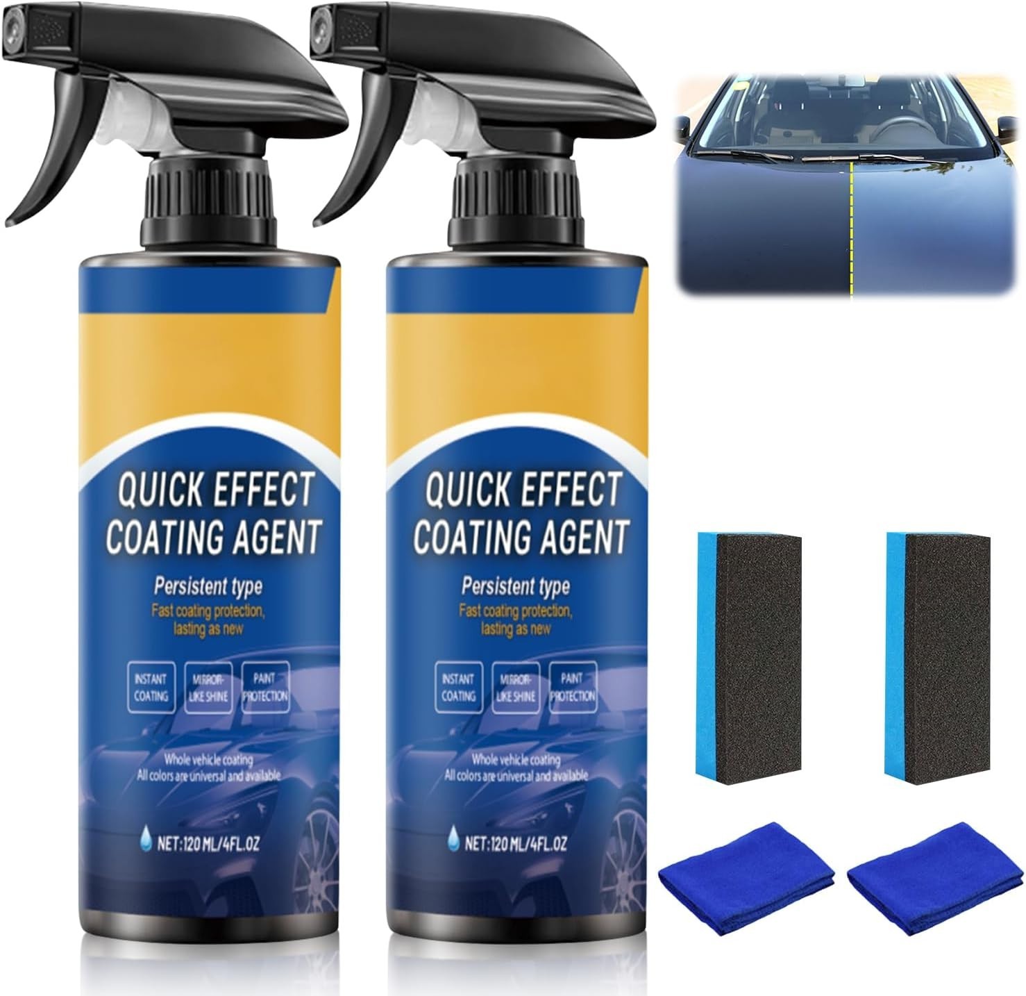 Car Quick Coating Spray, 2-Pack, Advanced Paint Protection, Vehicle Detailing Sh