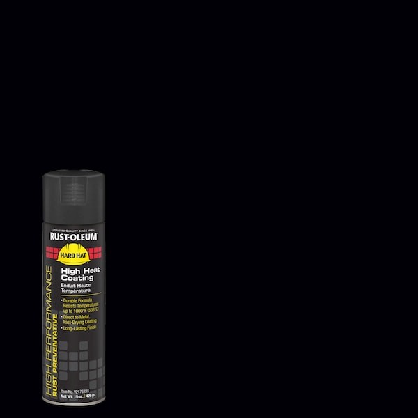 Rust-Oleum V2176838 High Temperature Spray Paint, Black, Flat, Solvent, 15 Oz