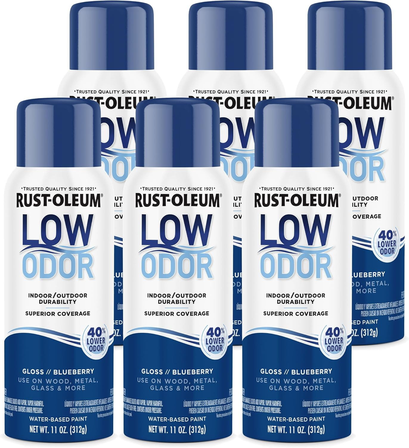Rust-Oleum Premium Low Odor Spray Paint 11oz Gloss Blueberry 6 Pack