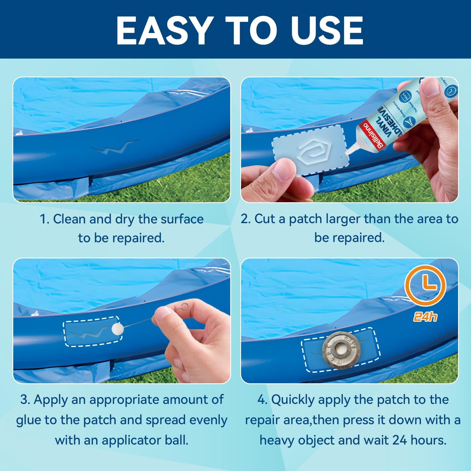 Bellisinno Air Mattress Patch Kit, Waterproof PVC Glue, 60ml, Clear